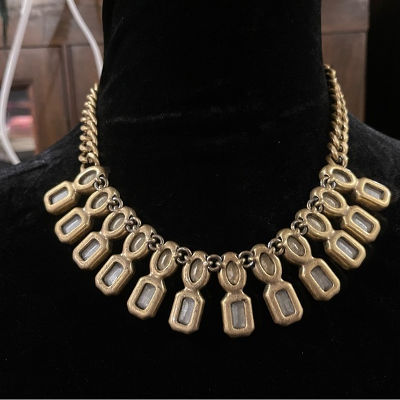 J.Crew Dune Brûlée Necklace White Iridescent & Golden Amber Stones, Stunning - Picture 2 of 5